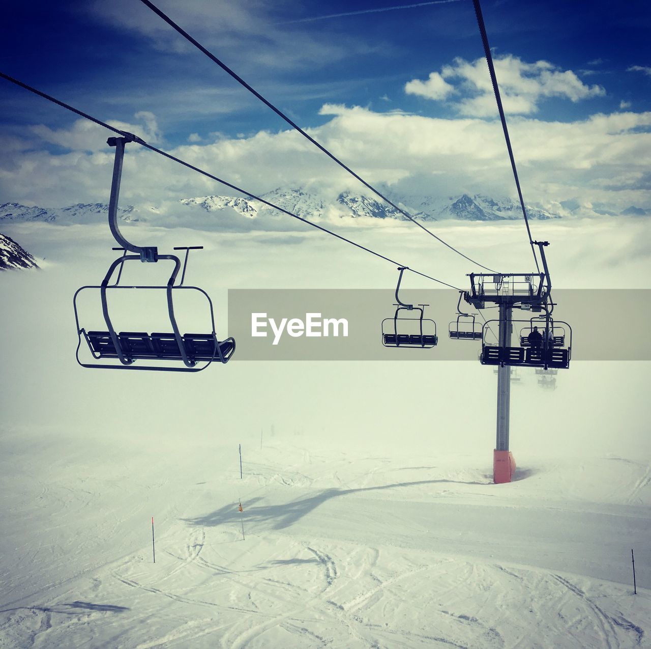 OVERHEAD CABLE CARS IN SNOW