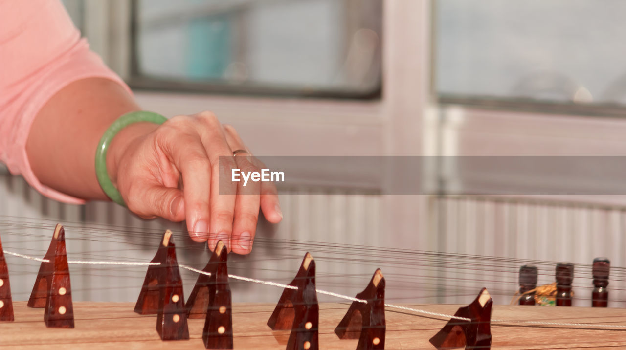 Close-up of chess playing on table