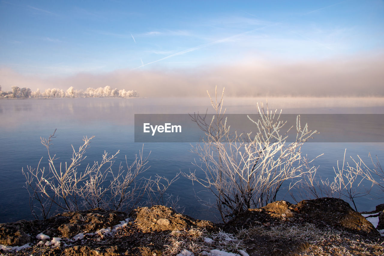 Scenic view of lake against sky