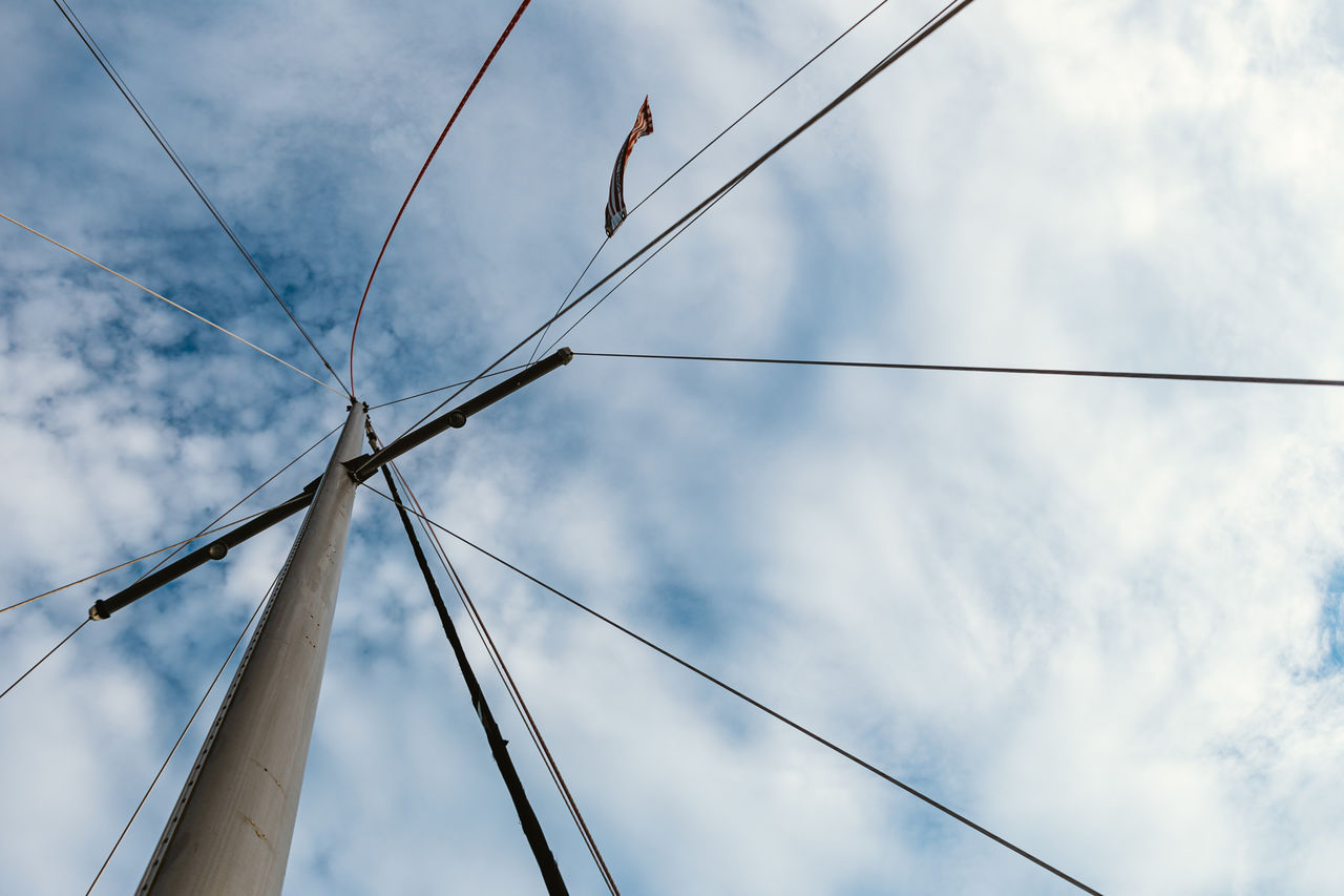 LOW ANGLE VIEW OF MAST AGAINST SKY