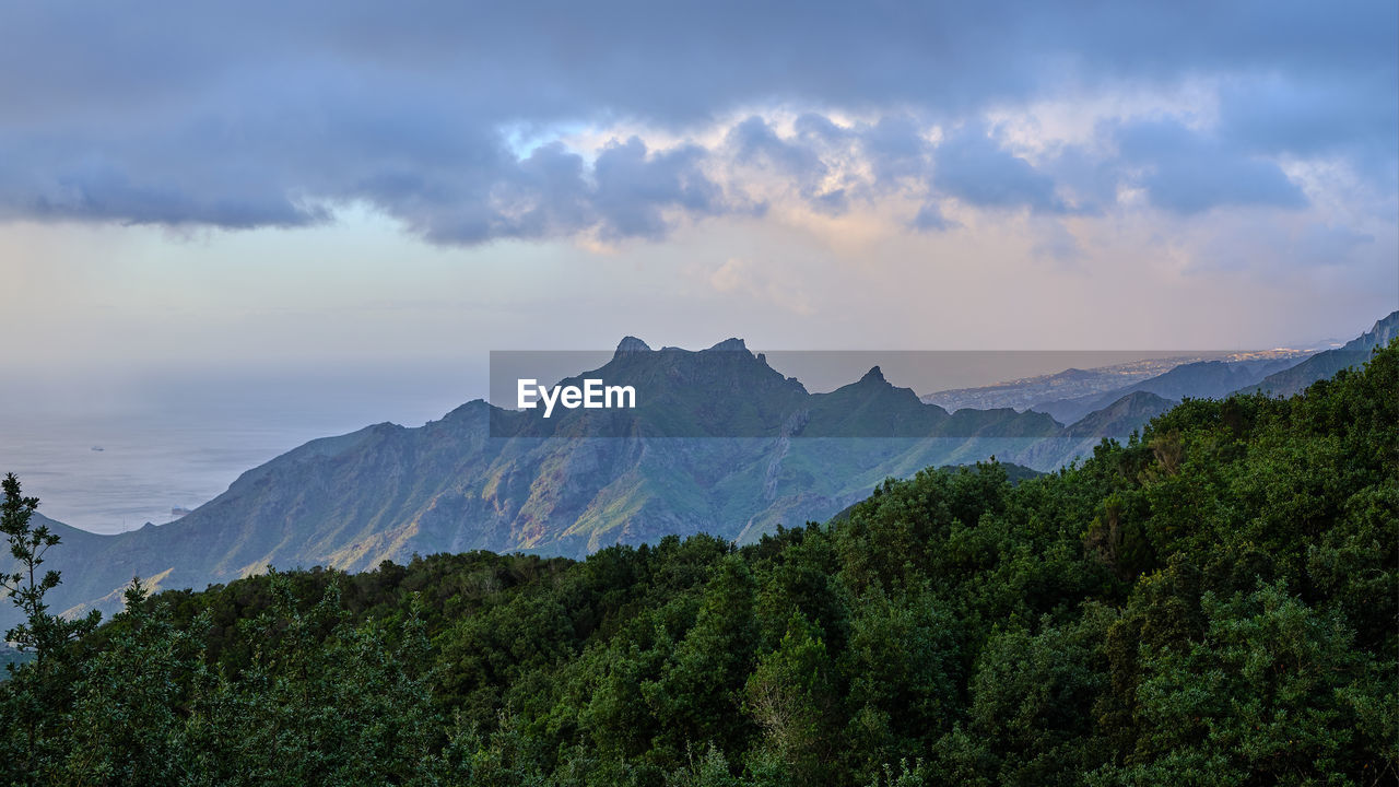 Anaga mountains with port - tenerife at background , canary islands, spain