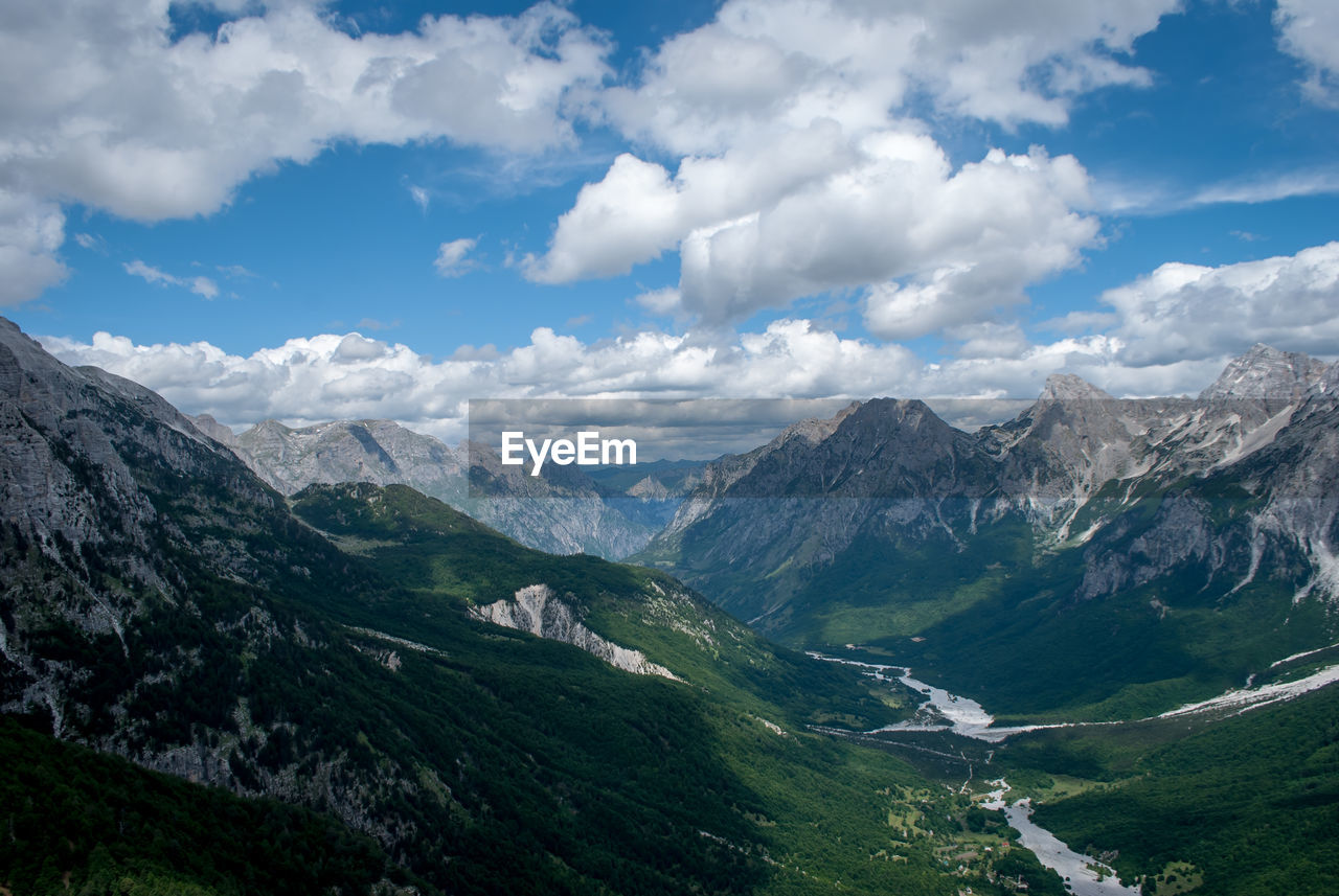 SCENIC VIEW OF MOUNTAINS AND VALLEY