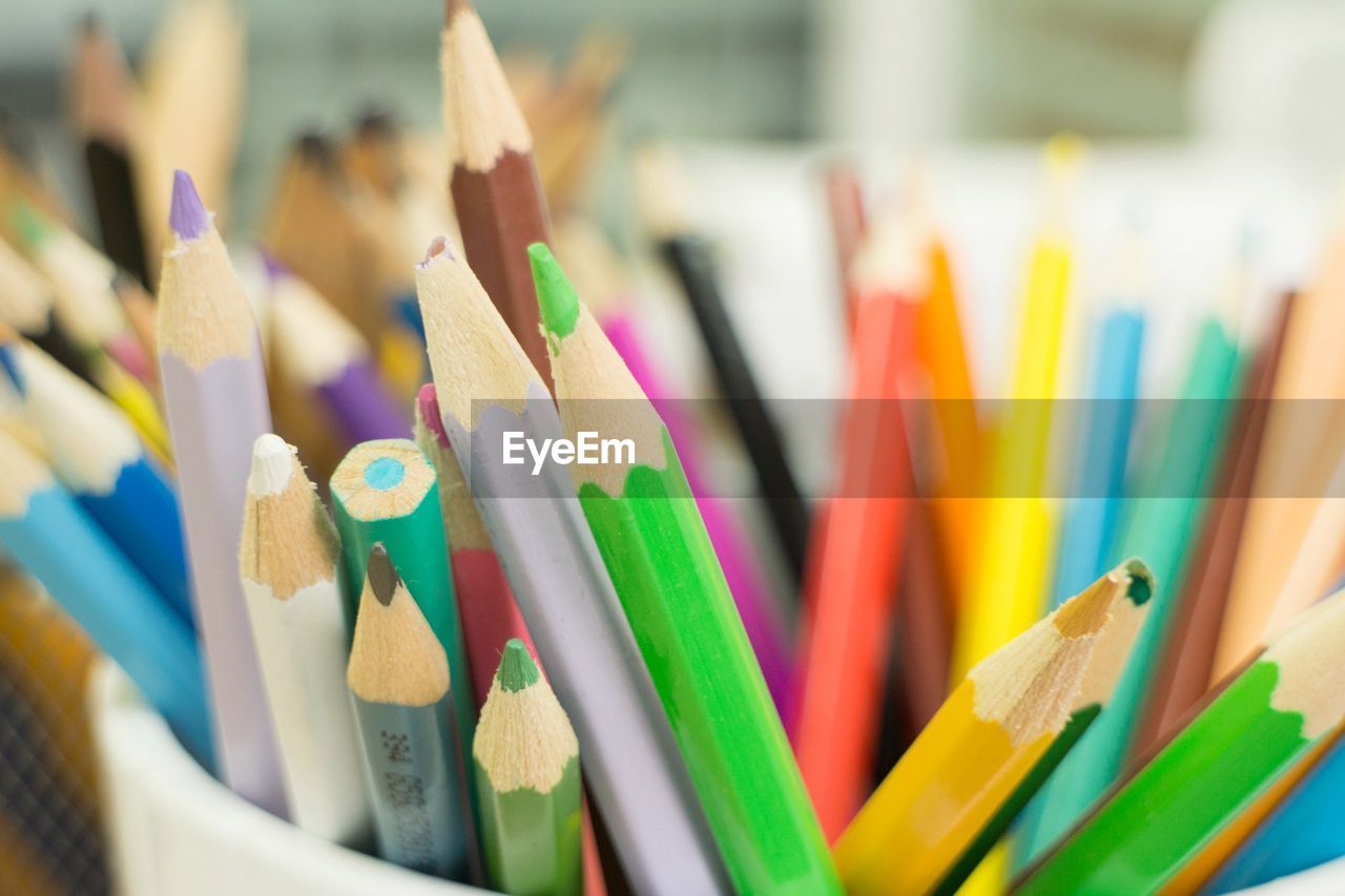 Close-up of multi colored pencils