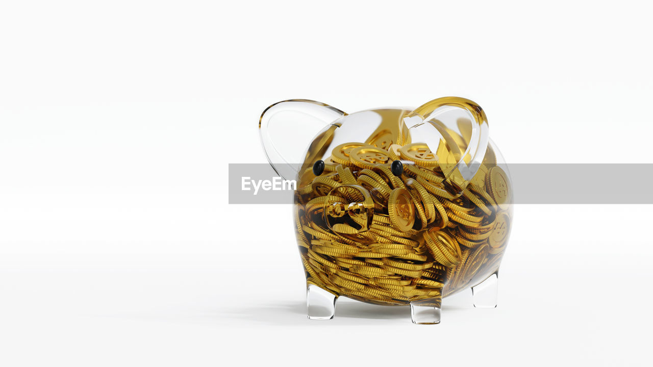 yellow, studio shot, jewellery, white background, gold, indoors, cut out, copy space, metal, no people, fashion accessory, container, single object