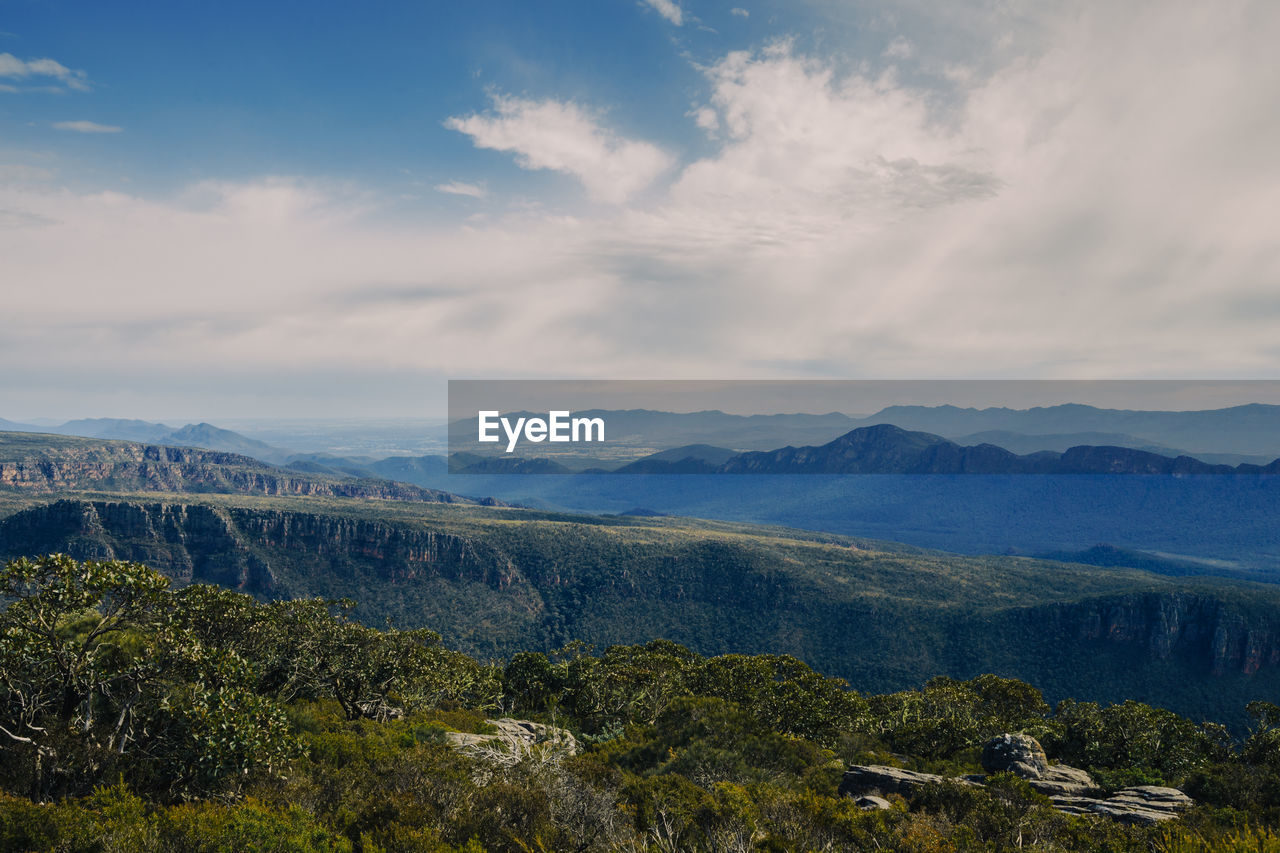 Scenic view of mountains against sky