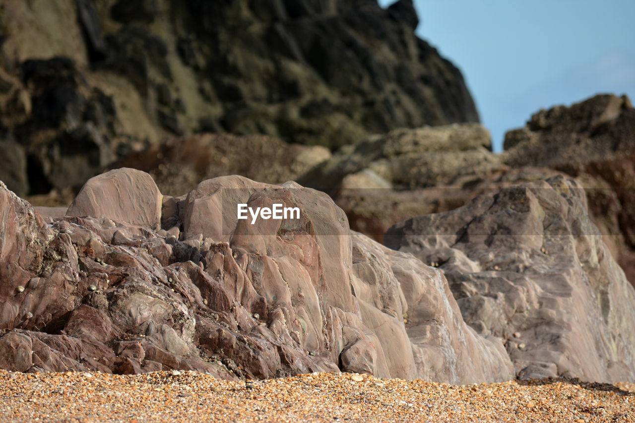 Low angle view of rock formations