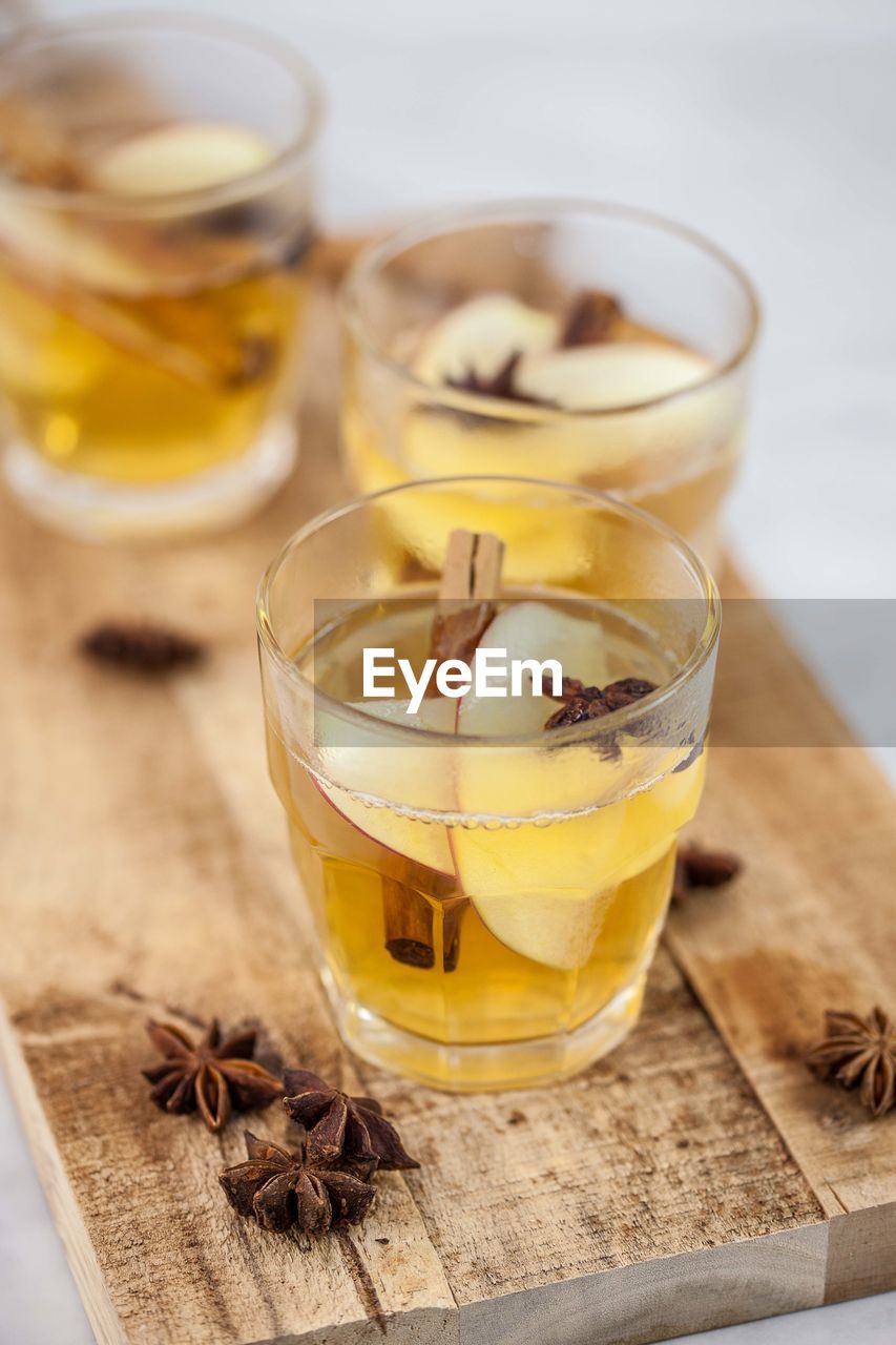 Close-up of drinks on table