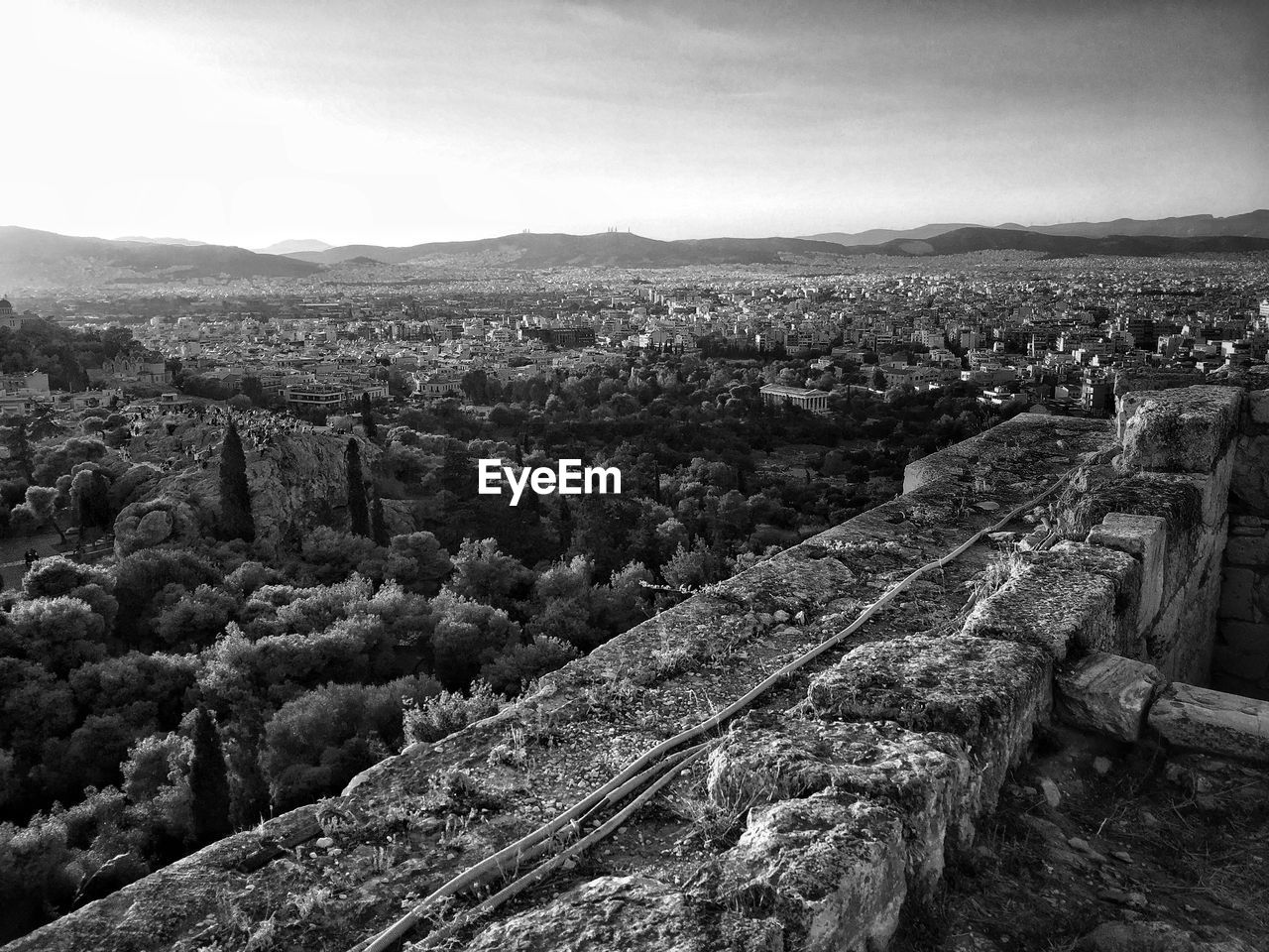 HIGH ANGLE VIEW OF CASTLE ON MOUNTAIN