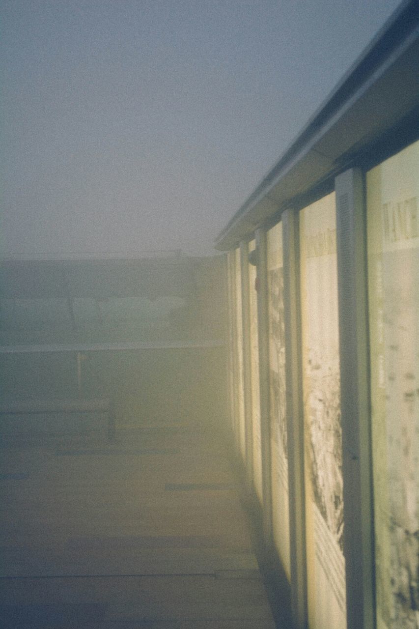 Built structure in fog