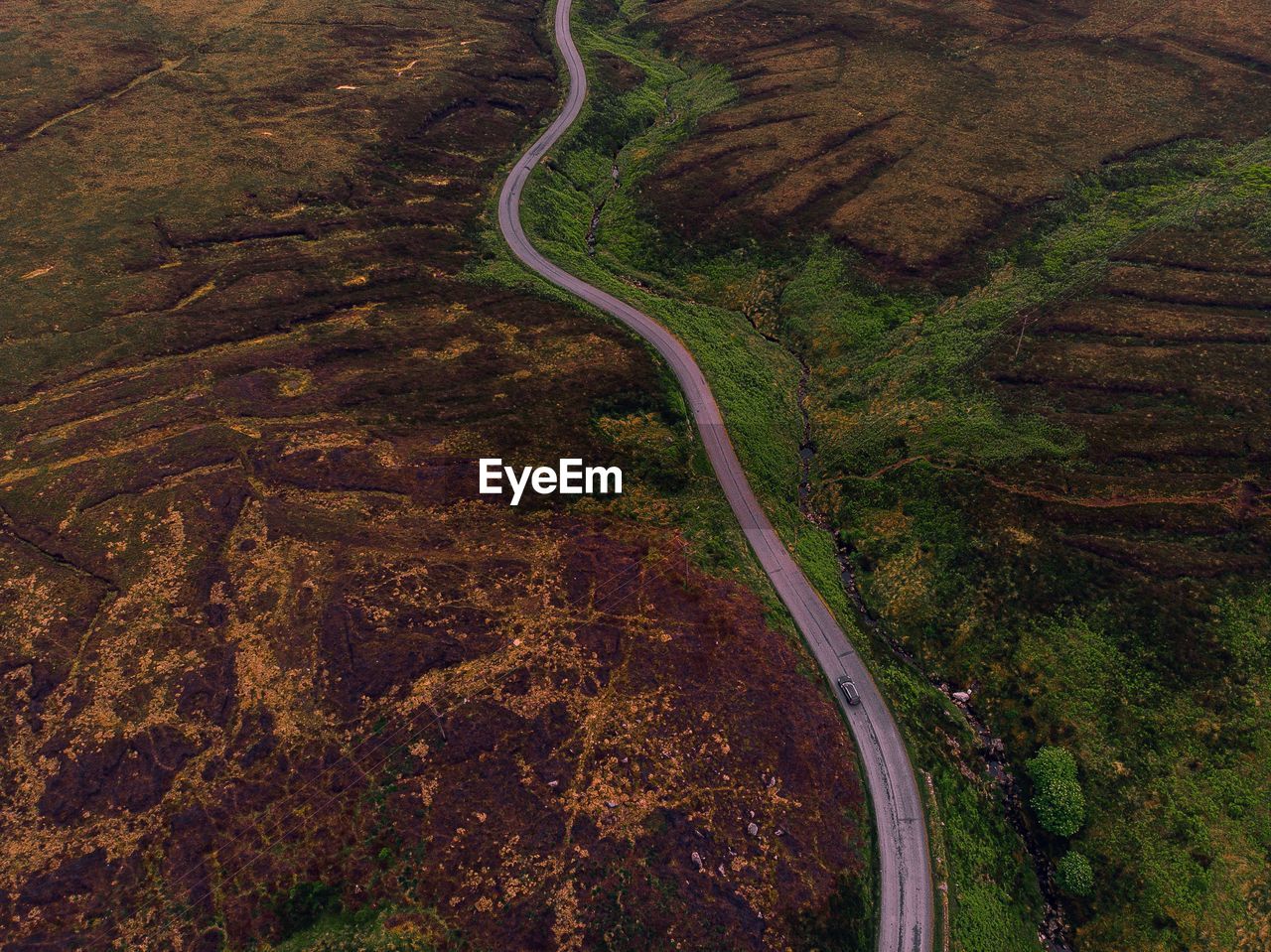 High angle view of road on land