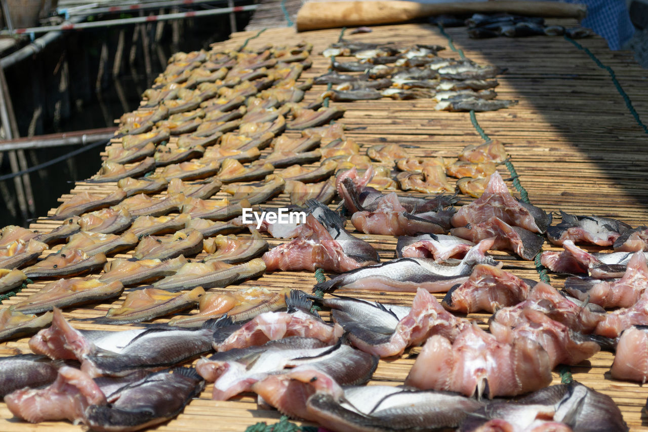 Close-up of fish for sale at market stall