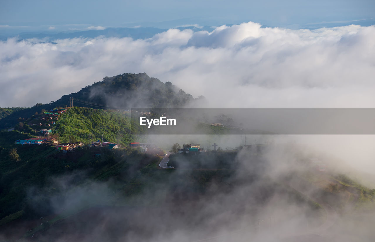 Scenic view of mountains against sky