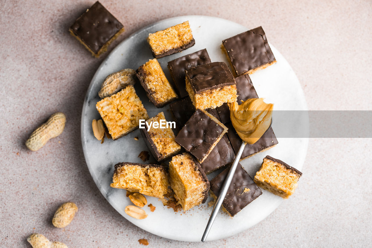 high angle view of food on table