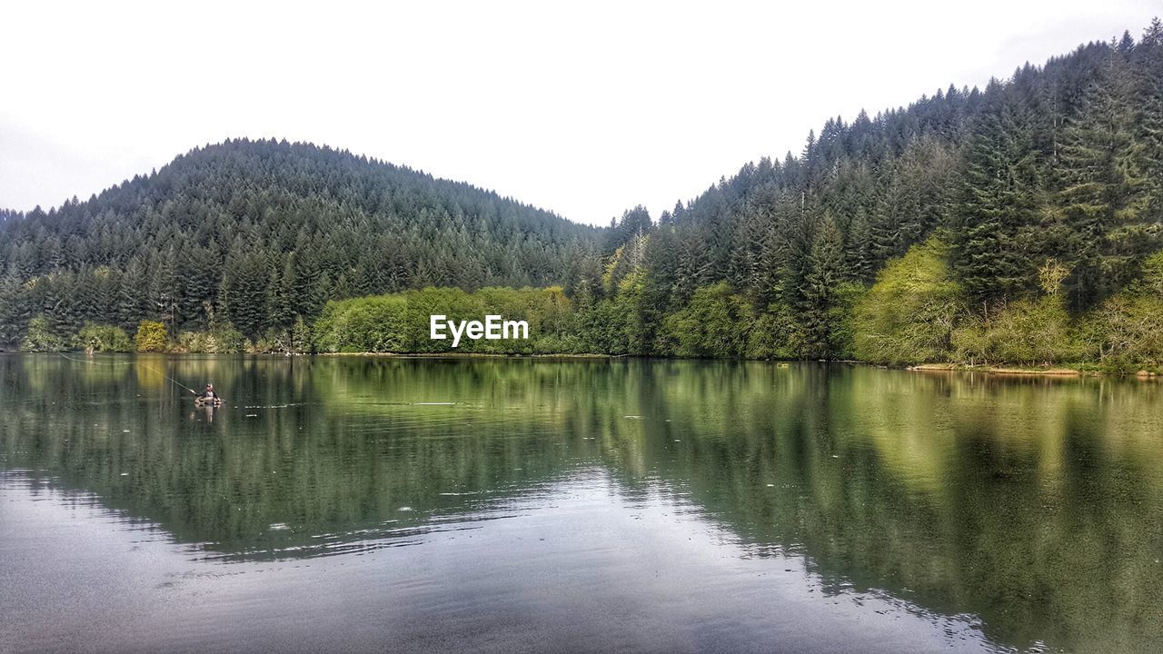 SCENIC VIEW OF LAKE AGAINST TREES