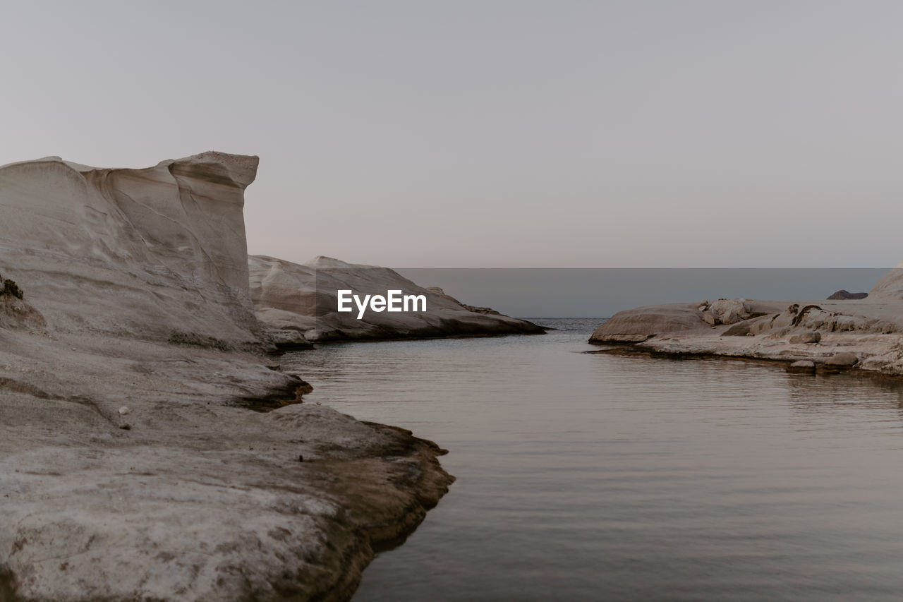 scenic view of sea against clear sky