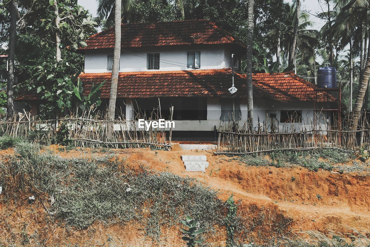 EXTERIOR OF OLD HOUSE IN FOREST