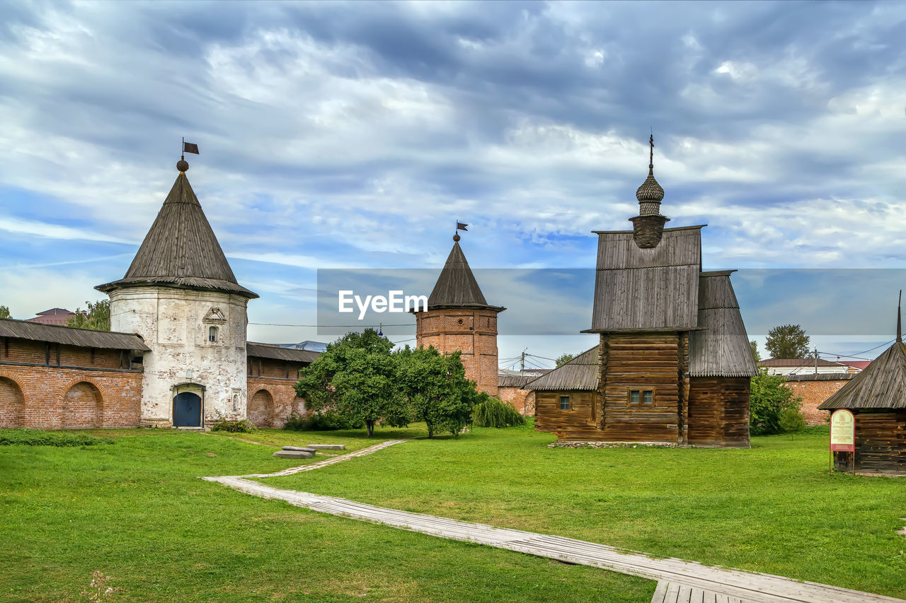 Wall and tower in archangel michael monastery, yuryev-polsky, russia