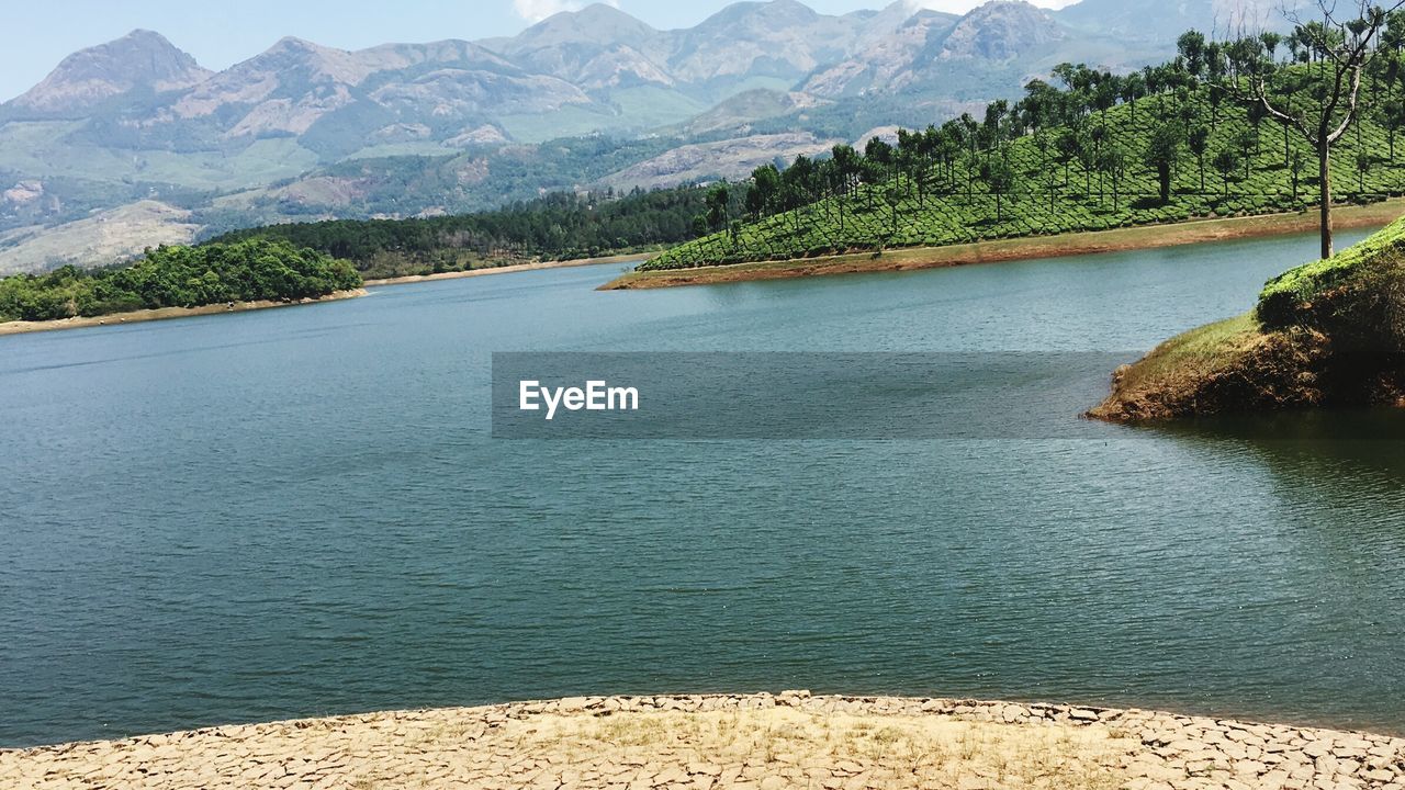 Scenic view of lake and mountains