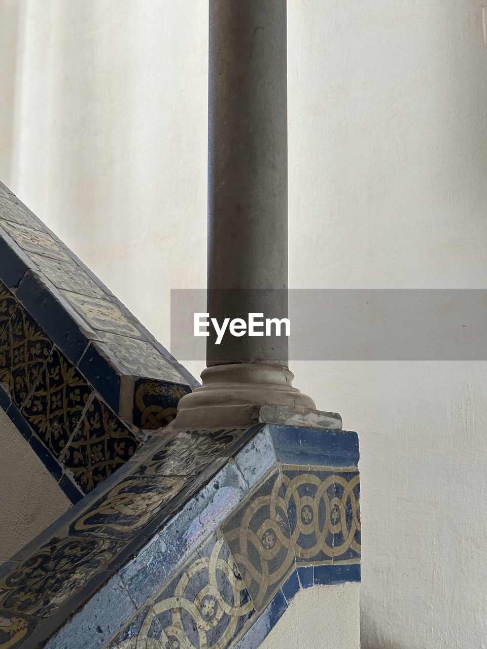 architecture, iron, floor, built structure, no people, wall, staircase, wood, flooring, steps and staircases, pattern, indoors, blue, wall - building feature, history, railing, art, the past