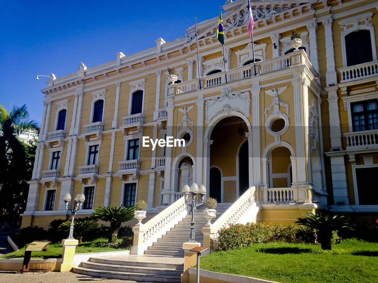 Exterior of historic building on sunny day