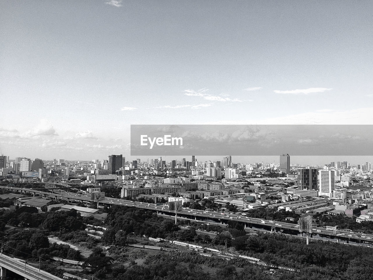 High angle view of cityscape against sky