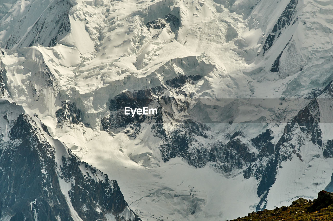 AERIAL VIEW OF SNOWCAPPED MOUNTAIN