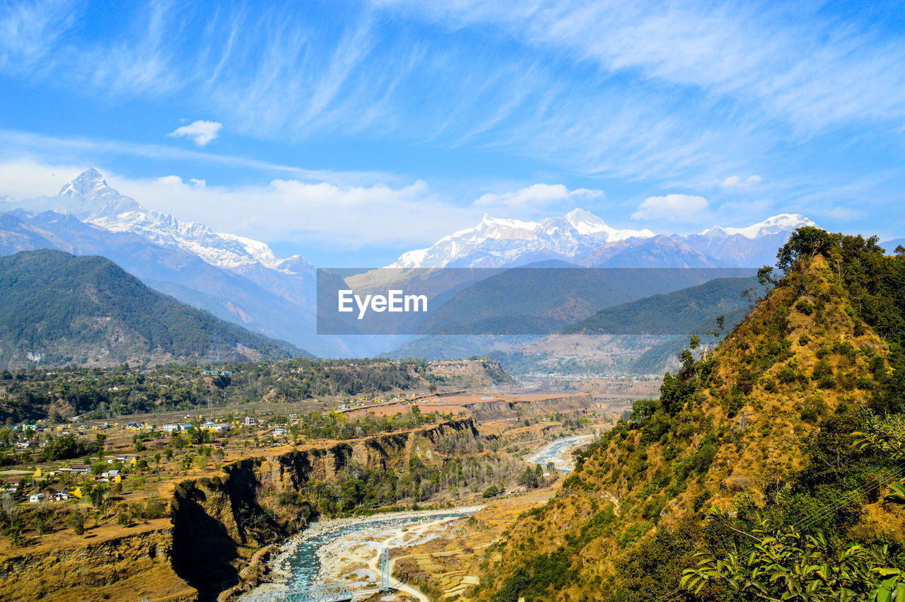 Scenic view of annapurna massif against sky