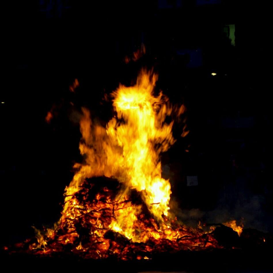 Close-up of bonfire at night