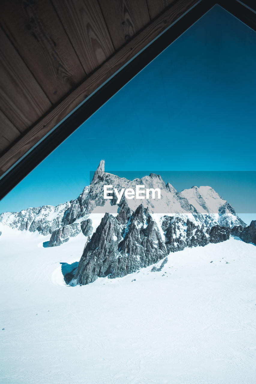 SCENIC VIEW OF SNOWCAPPED MOUNTAINS AGAINST CLEAR SKY