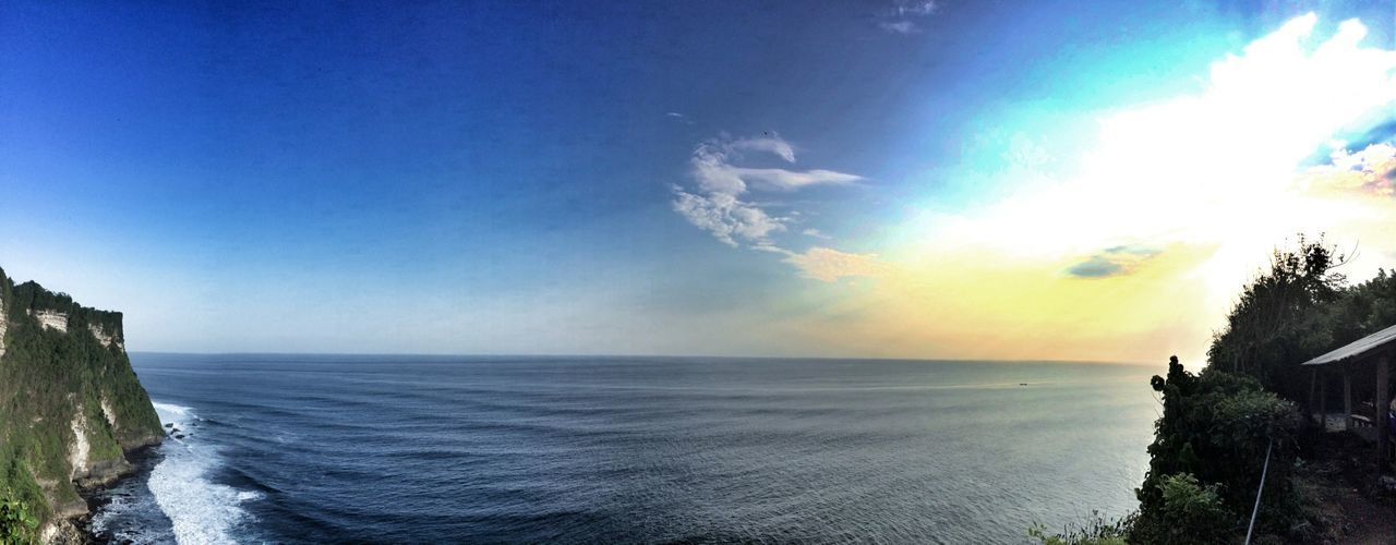Panoramic shot of calm blue sea against the sky