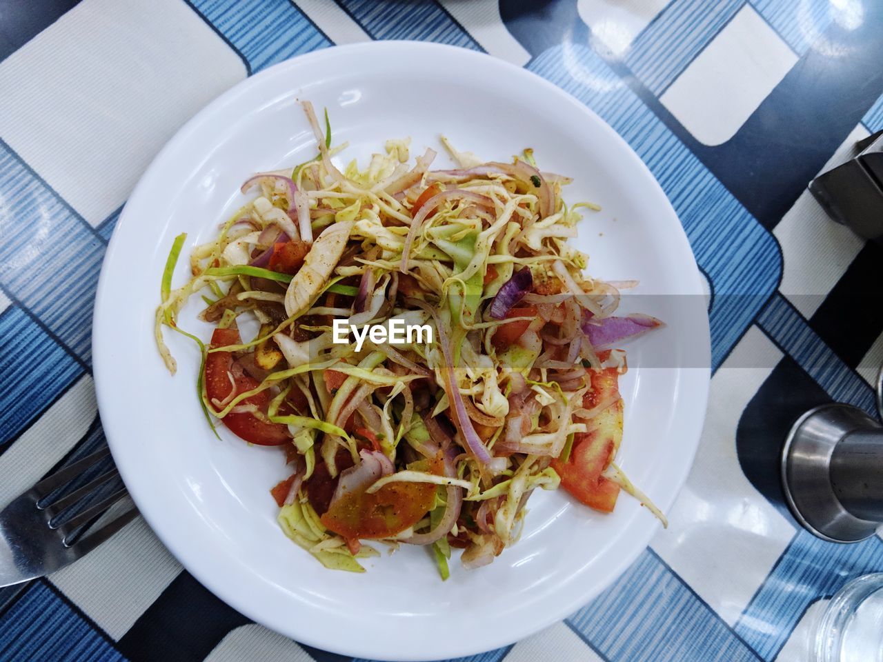 High angle view of meal served in plate