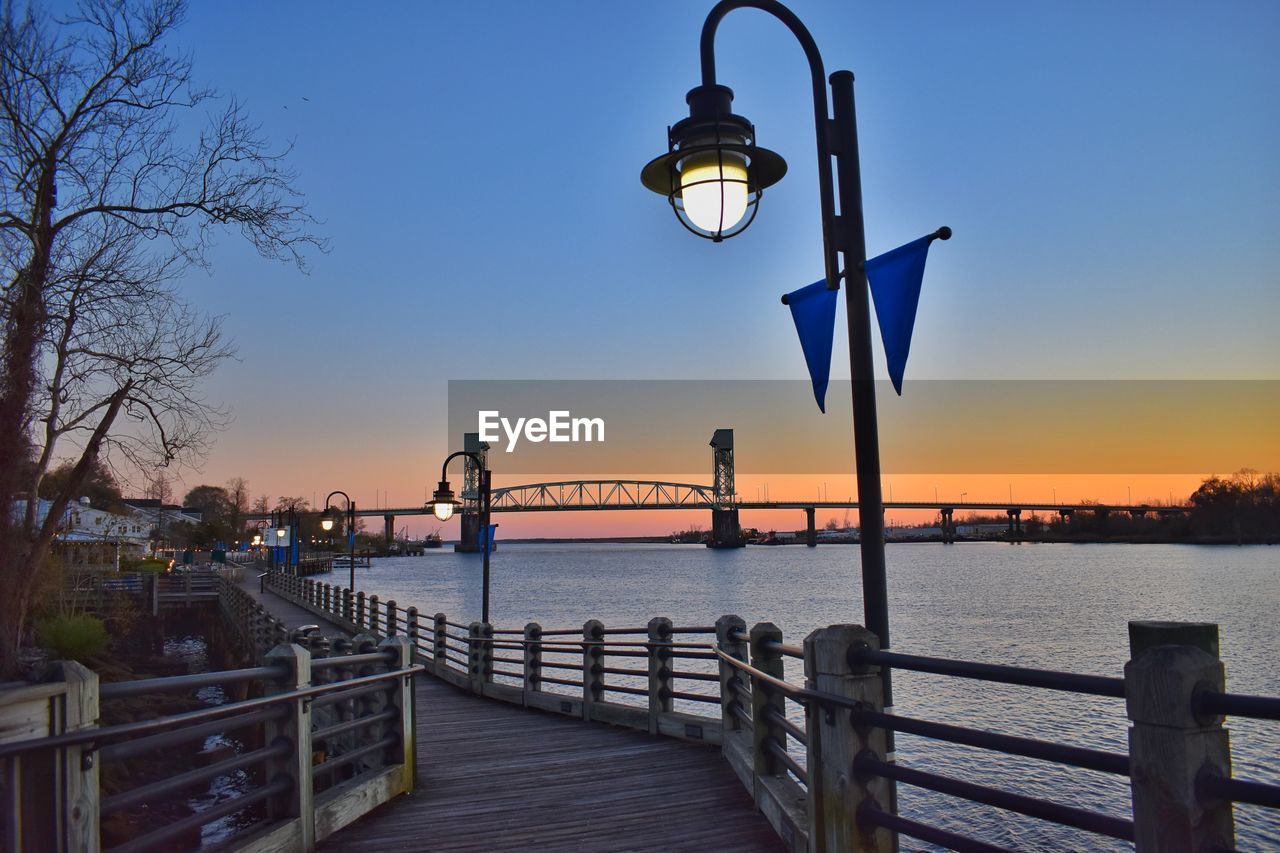 View of street light at sunset