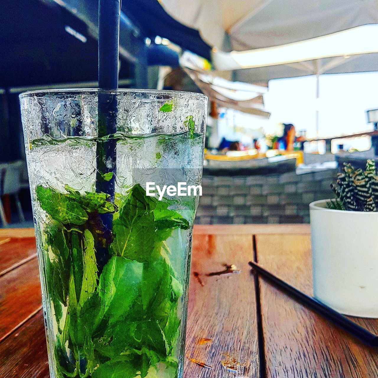 Close-up of drink in glass on table