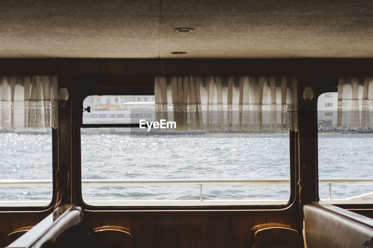 View of the bosforo river, from a vintage boat in istanbul