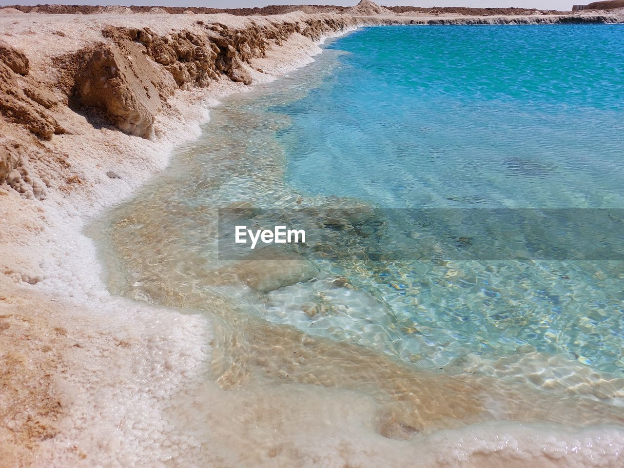 High angle view of salt sea