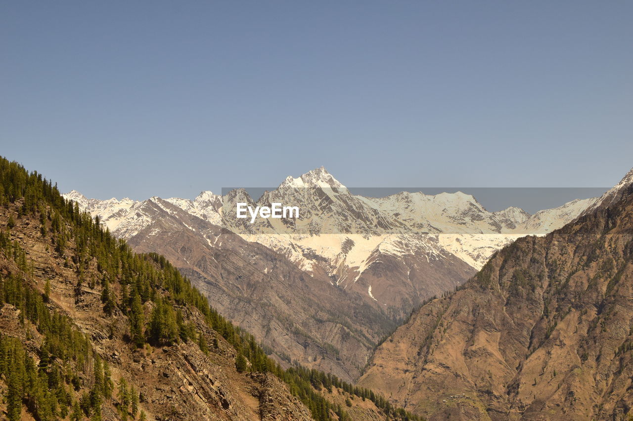 Scenic view of mountains against clear sky