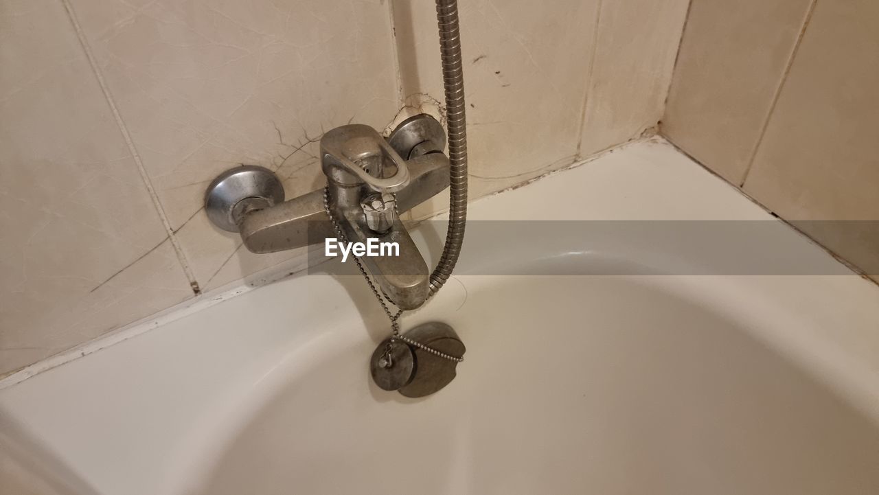high angle view of sink in bathroom