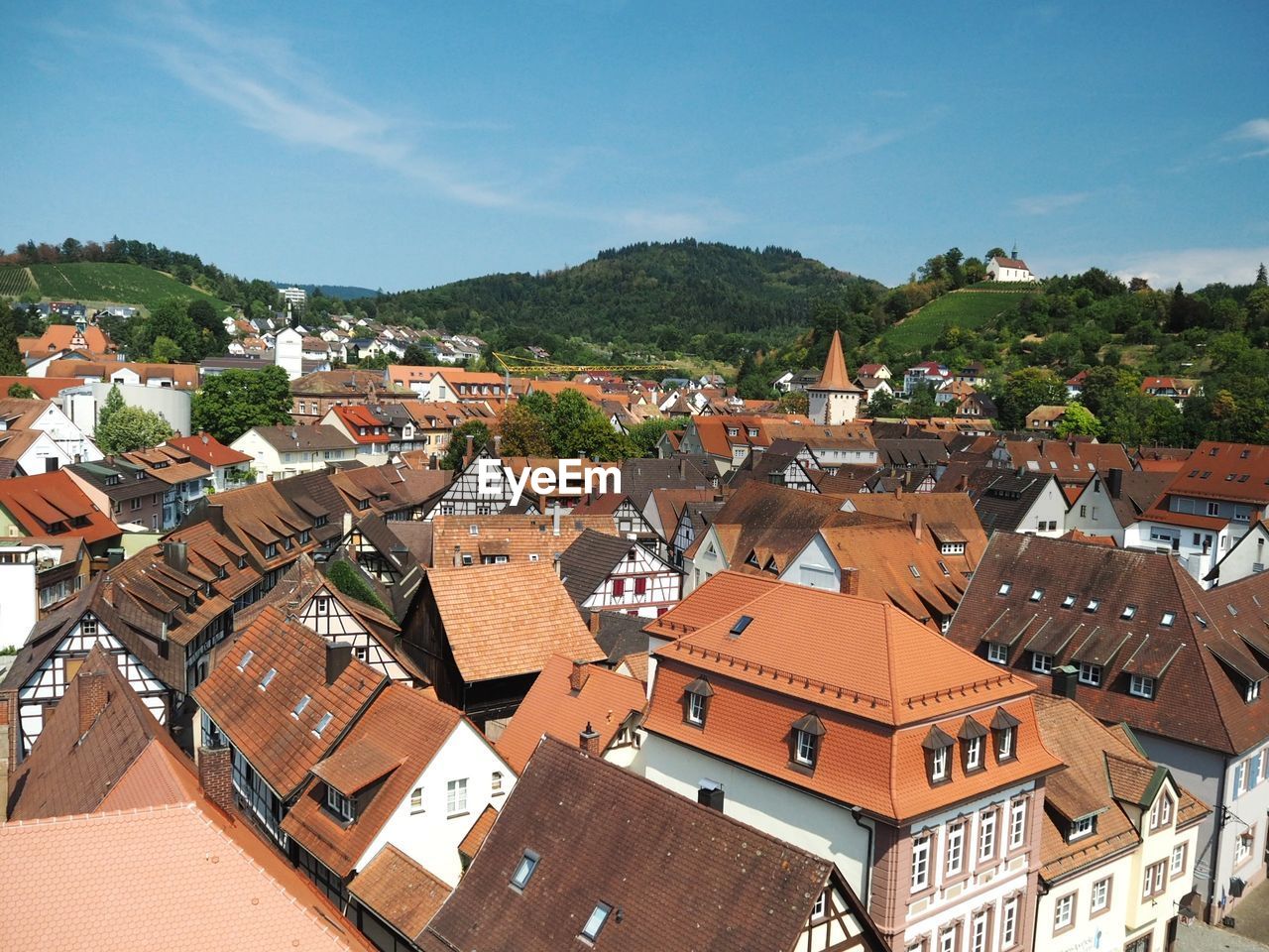 High angle view of townscape against sky