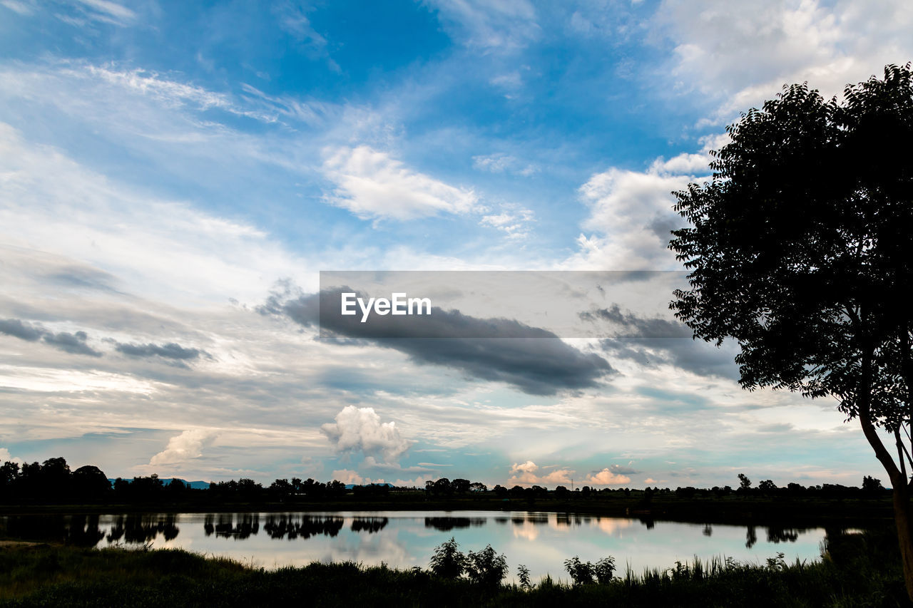 Scenic view of lake against sky