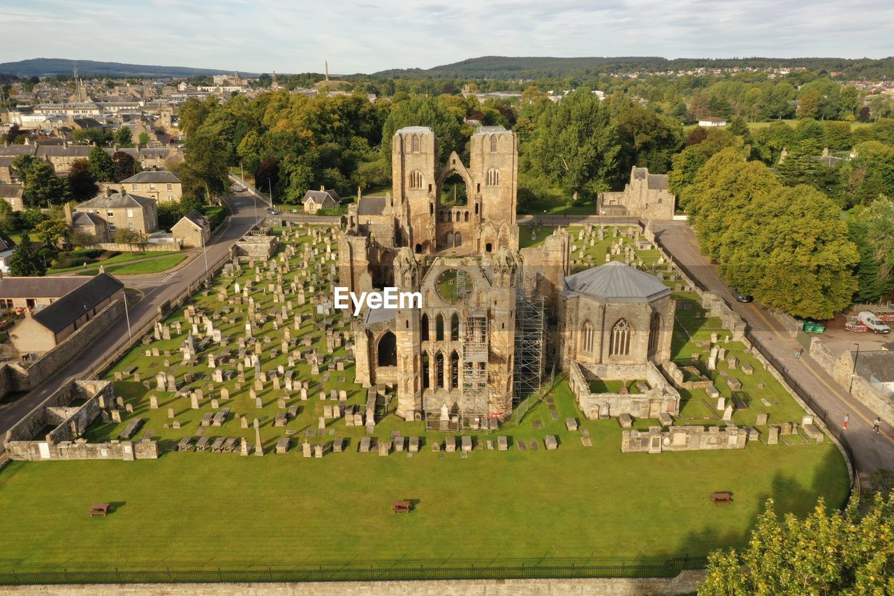 A panorama of the ruins of elgin cathedral at dusk. moray, scotland, uk