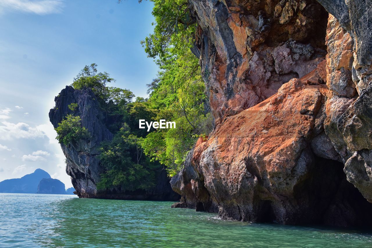 Island ocean tropical forest views near phi phi, ko rang yai, ko li pe phuket thailand asia.