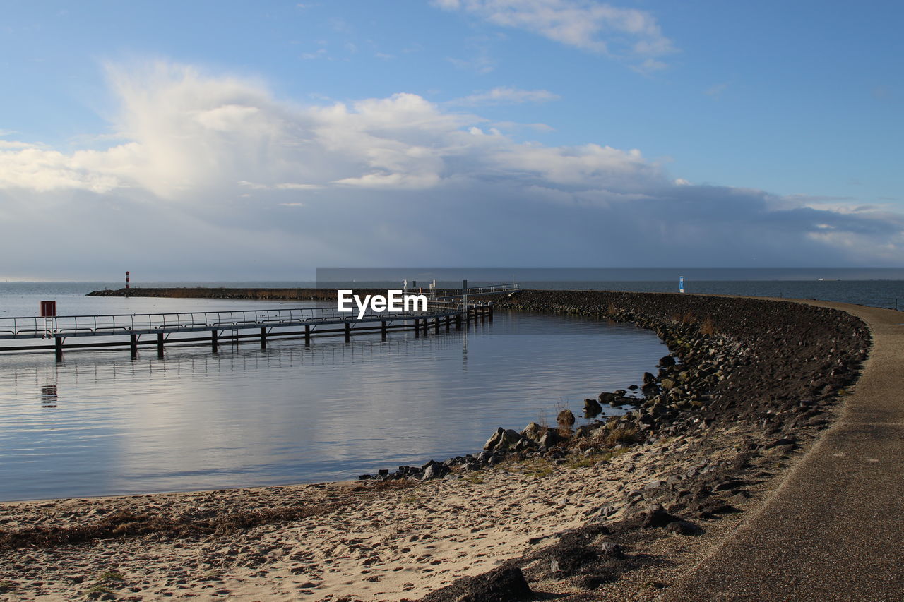 Scenic view of sea against cloudy sky