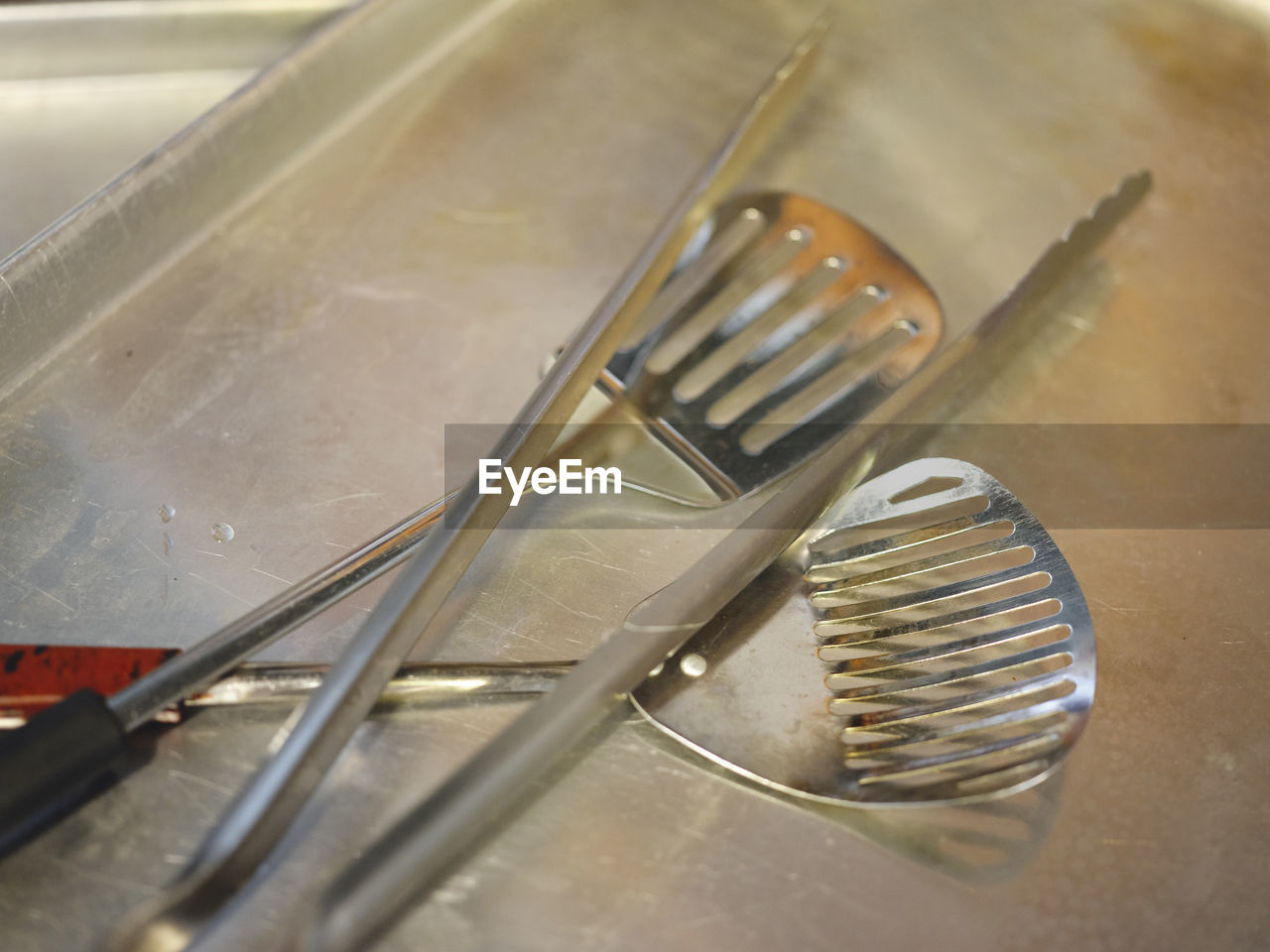 Close up view , various kitchen utensils background