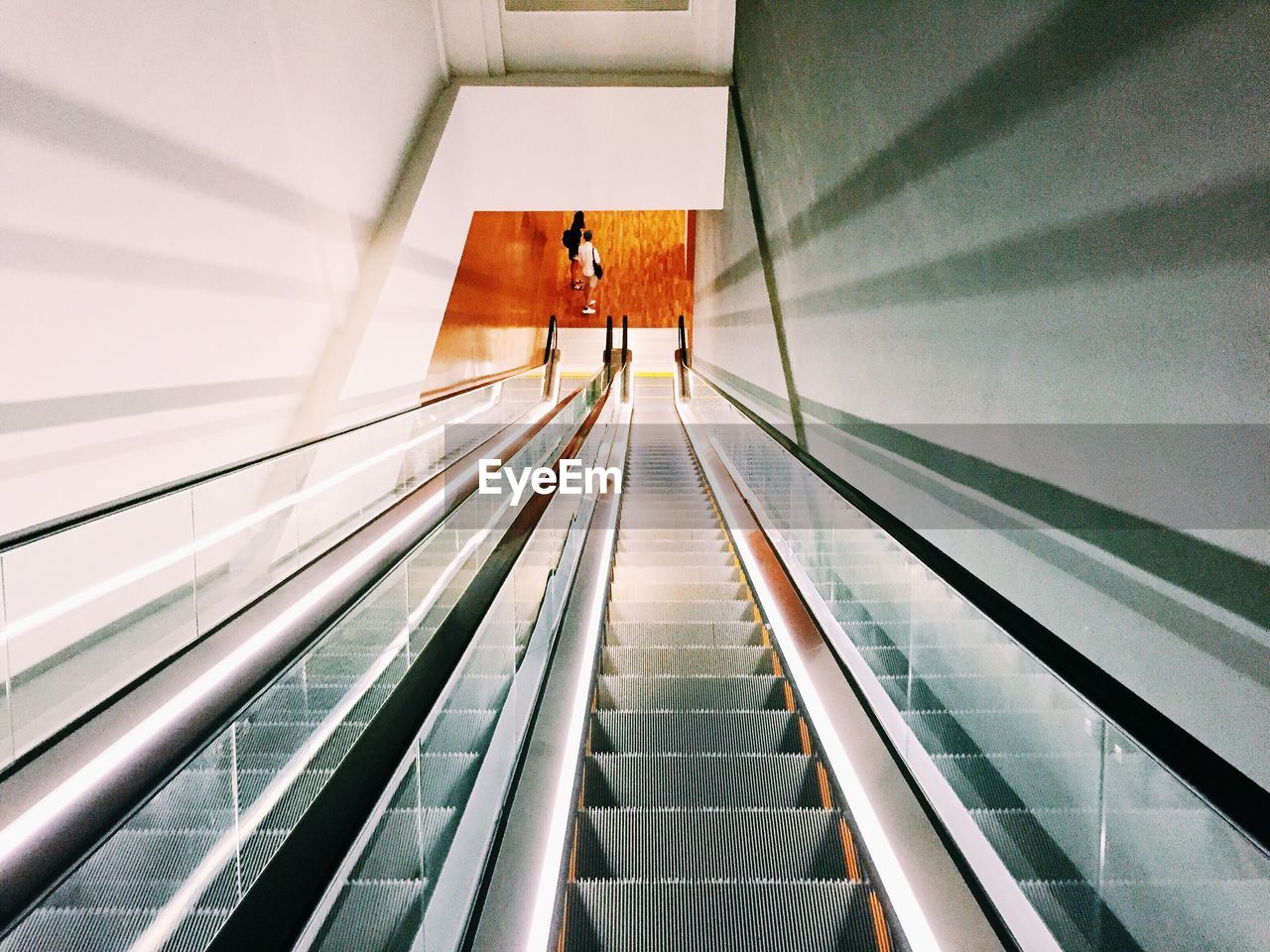 High angle view of escalator in modern building