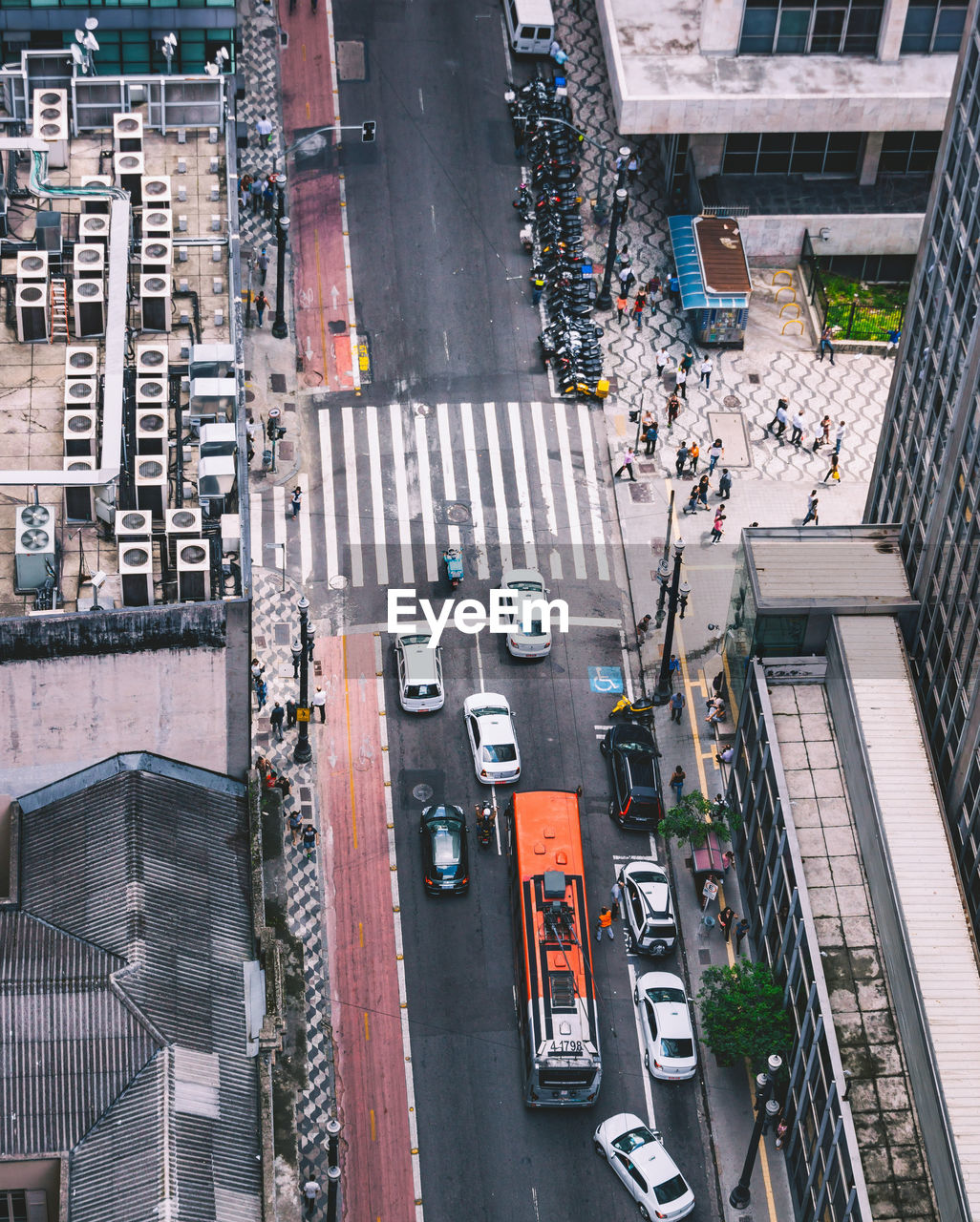 High angle view of traffic on city street