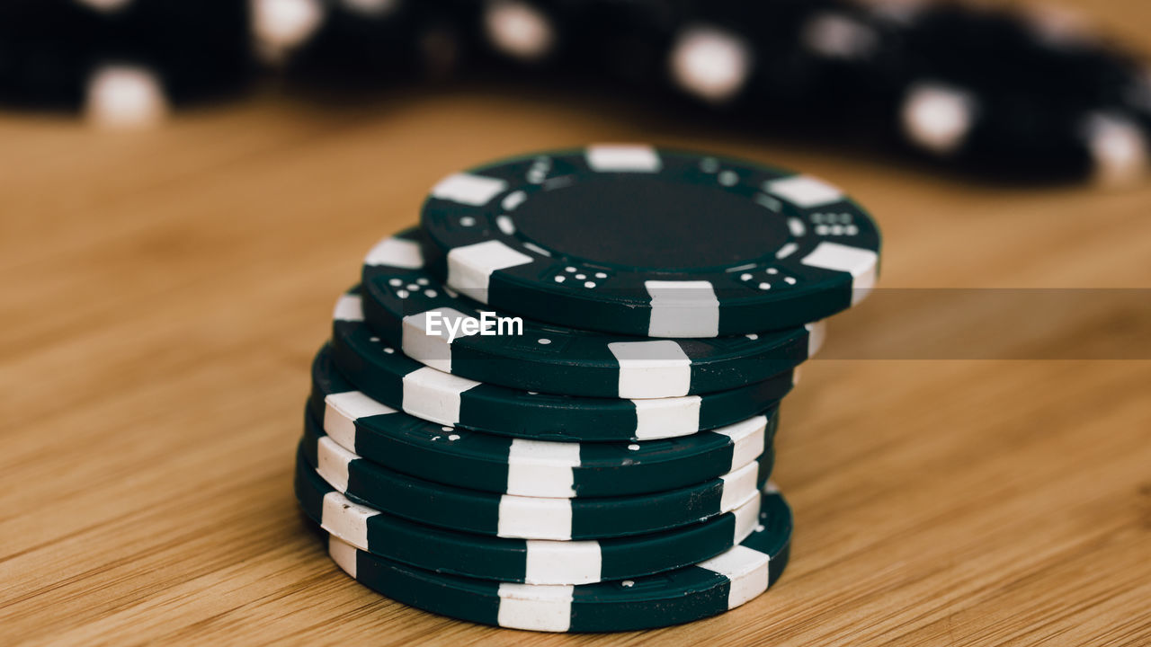 high angle view of coins on table