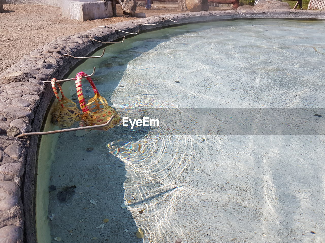 Boiling eggs in hot spring water