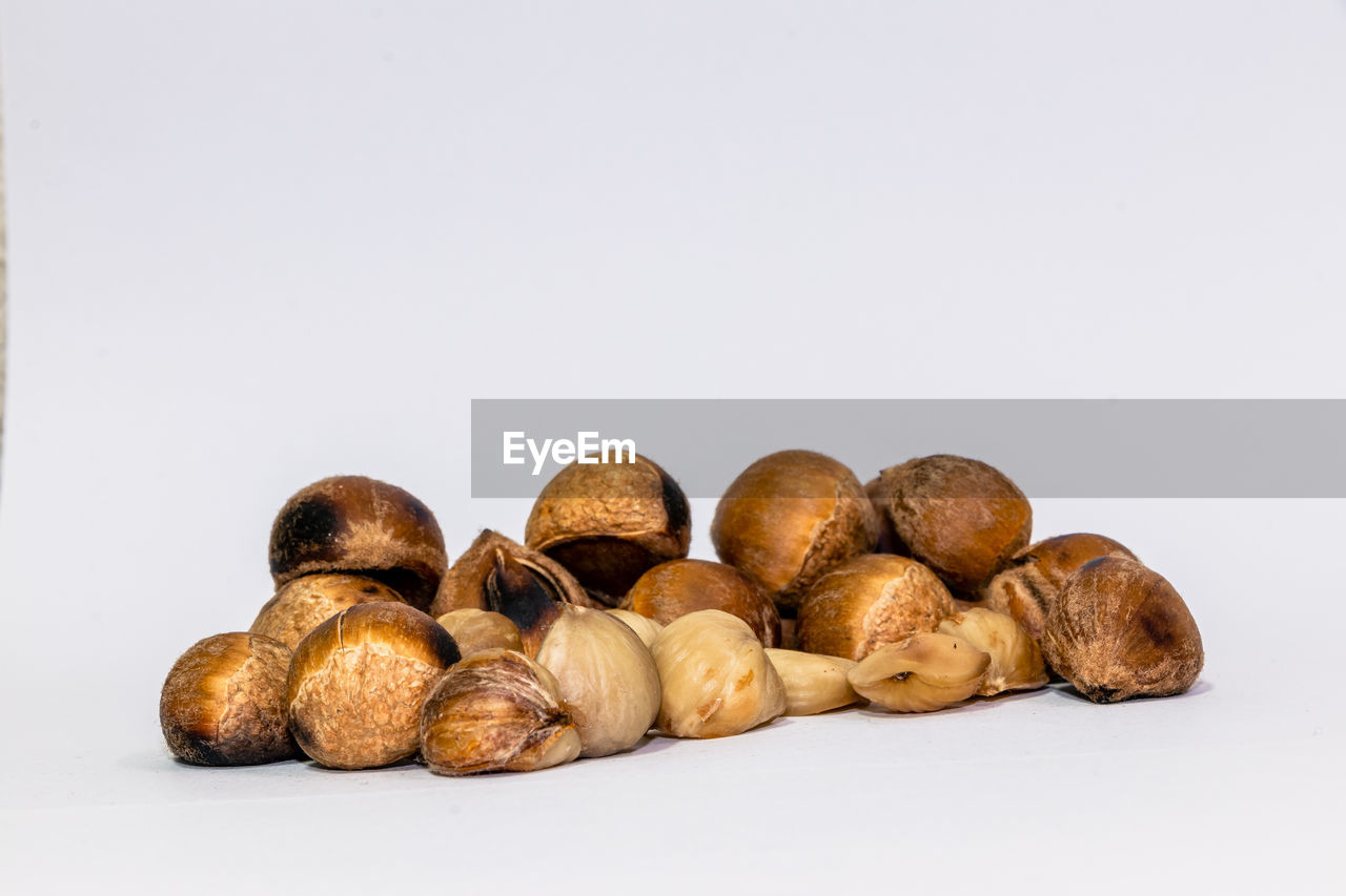 Pictures of folk chestnuts and white background