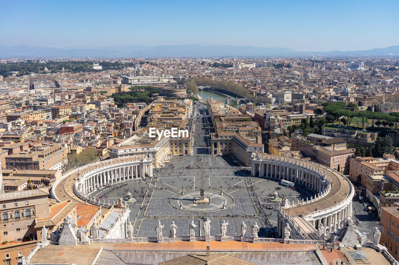 High angle view of st peters square and buildings in city