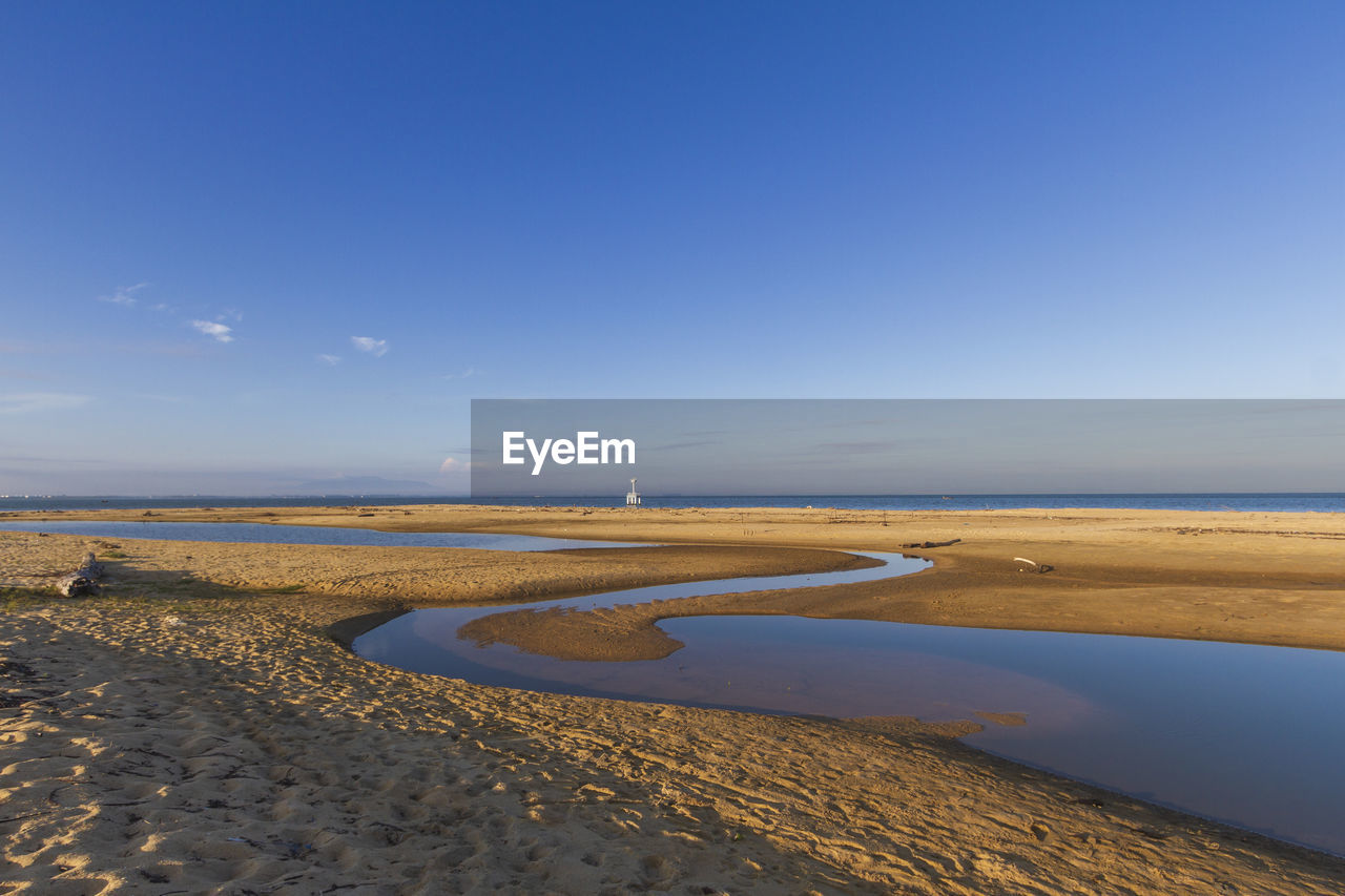 Morning sandy beach at laem ta chi cape, yaring district, pattani, thailand